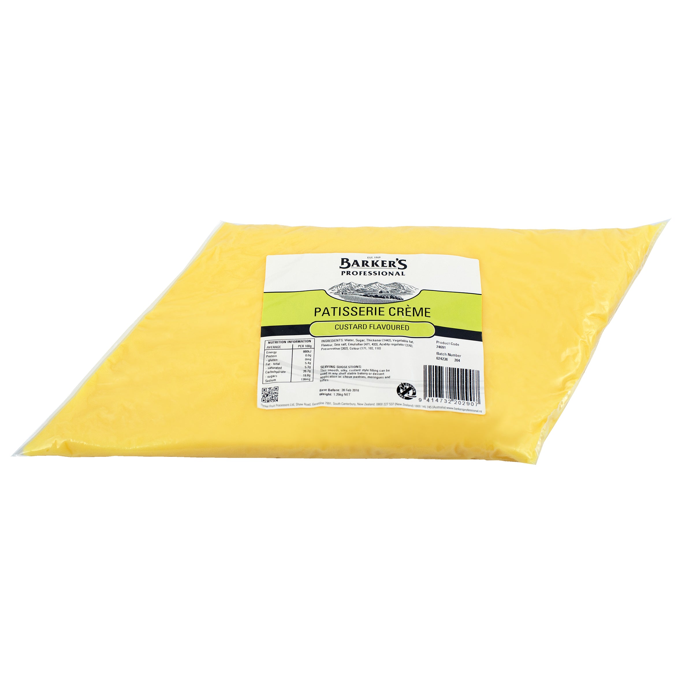 Barker's Custard Flav Patisserie Creme 1.25kg
