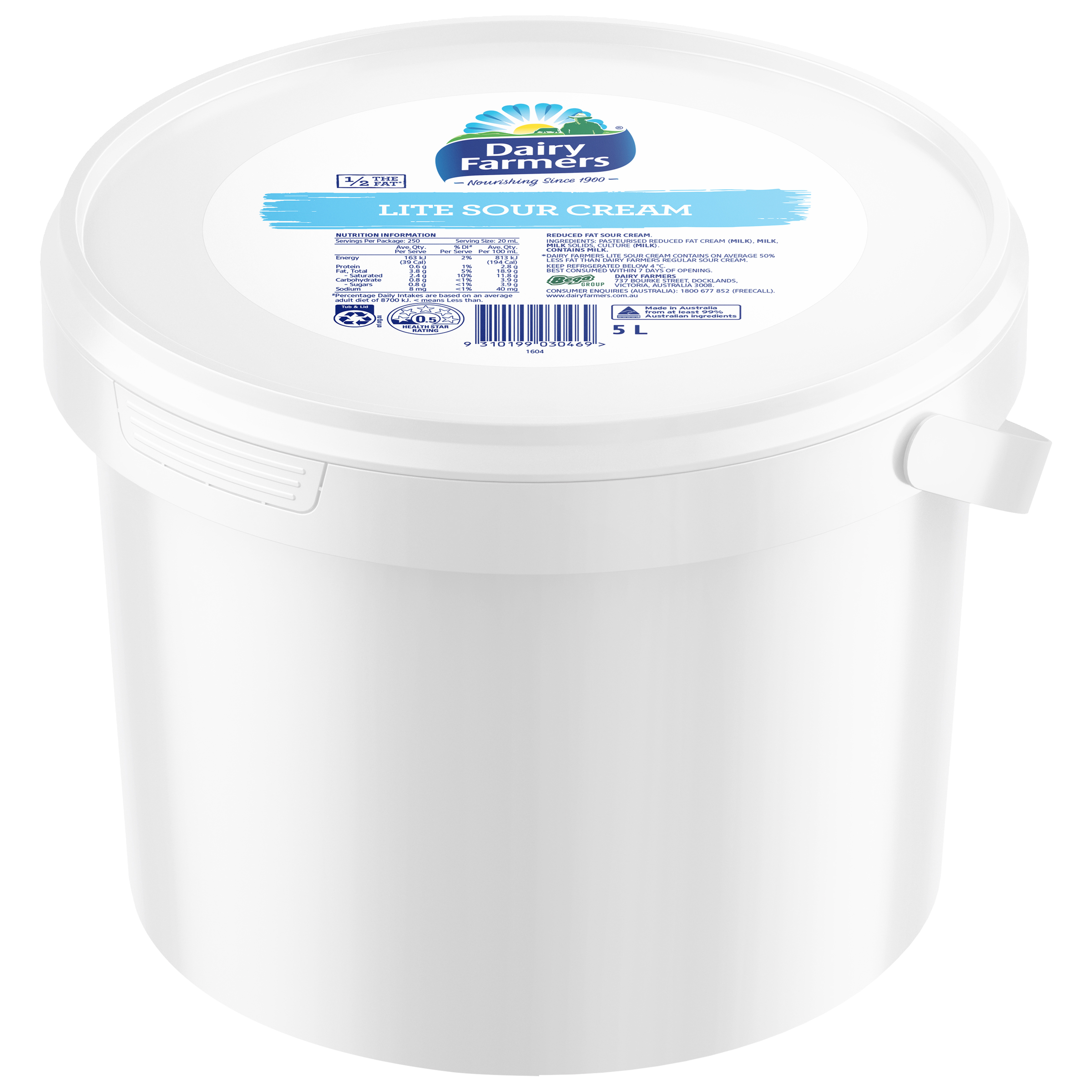 Dairy Farmers Sour Cream Lite 5kg