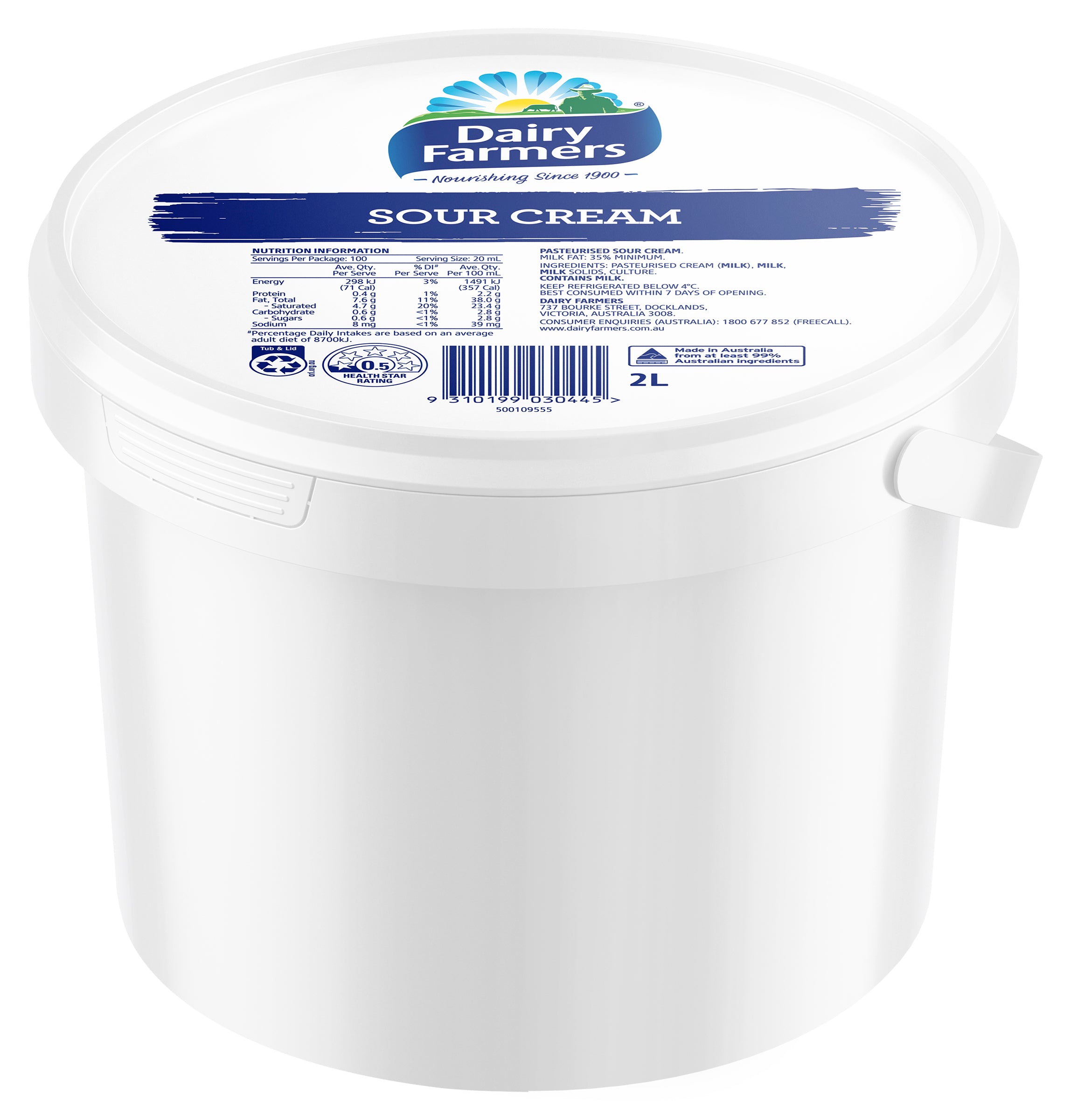 Dairy Farmers Lite Sour Cream 2L