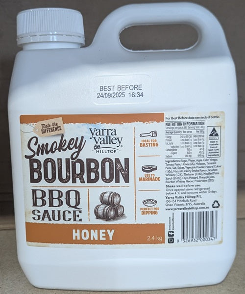 Yarra Valley Hilltop Bourbon BBQ Sauce Honey 2.4kg