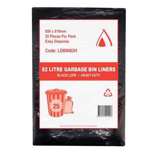 Huhtamaki Heavy Duty Black Bin Liner 82L (25pk)
