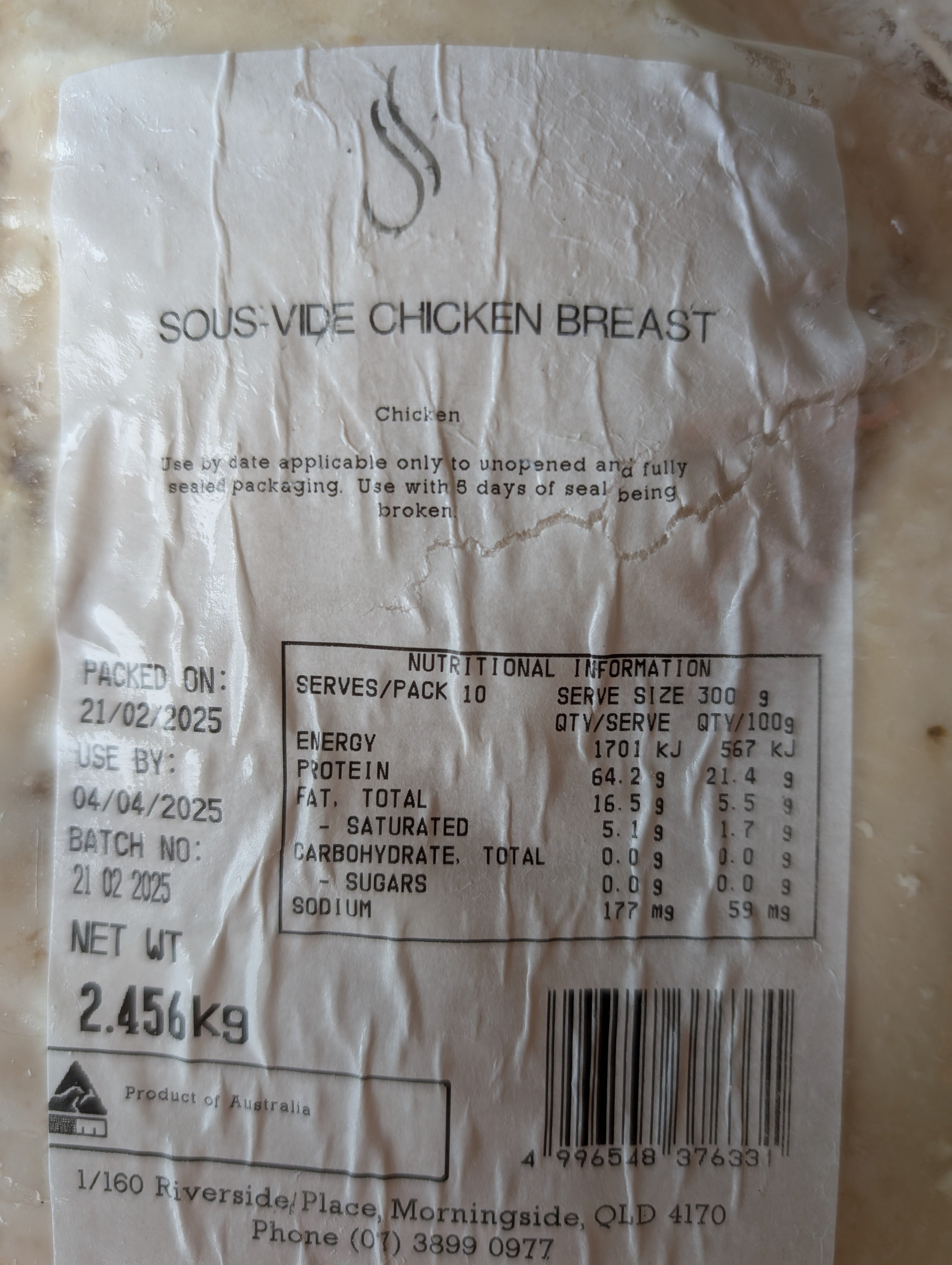 BarnYardFoods Sous-vide Chicken Breast R/W(Approx 2.5kg)
