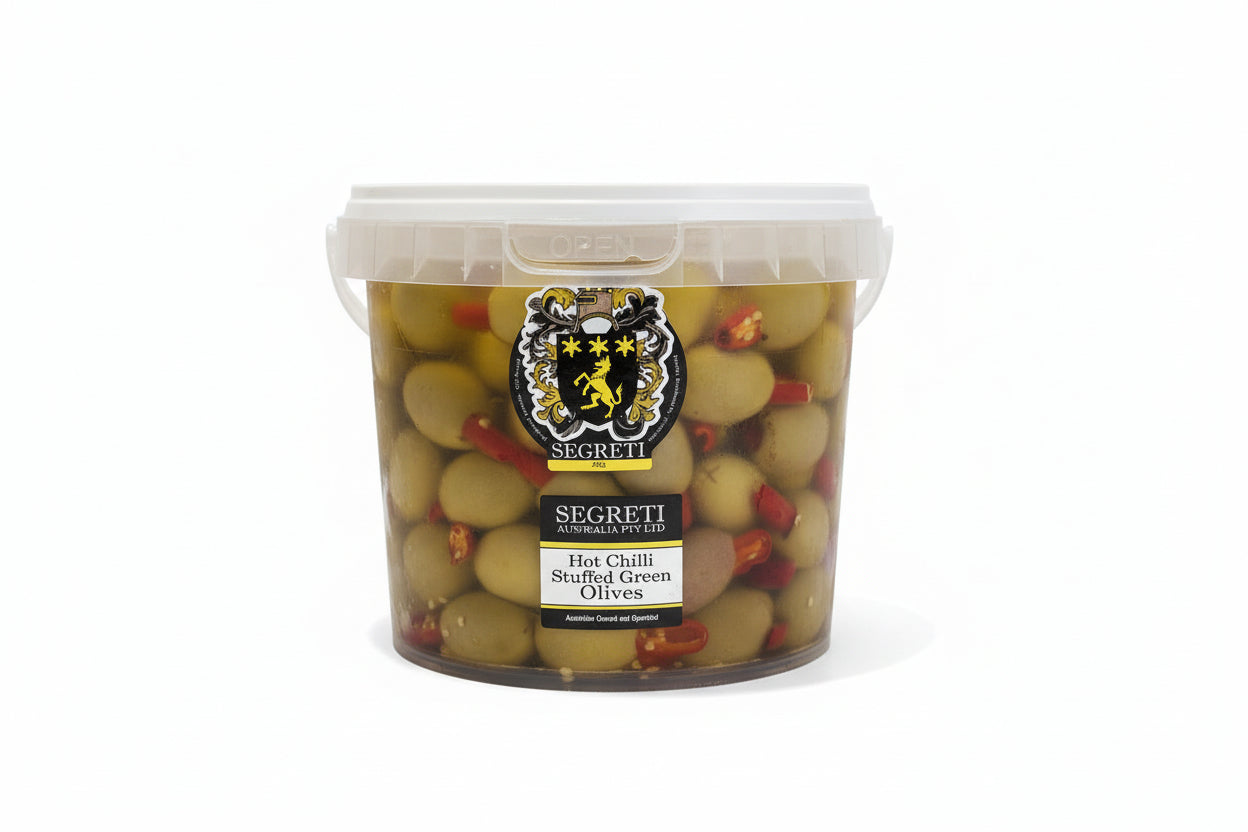Segreti Hot Chilli Stuffed Green Olives 2kg