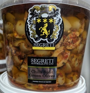 Segreti Split Green Olives with Chilli 2.2kg