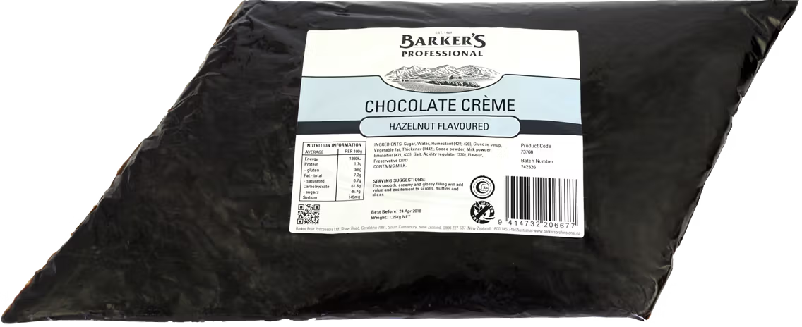 Barkers Chocolate Hazelnut Flav Creme 1.25kg